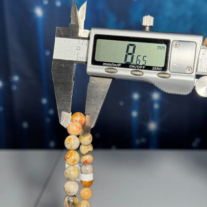 One (1) Crazy lace agate bracelet – 8mm beads, fits 6.25" wrist