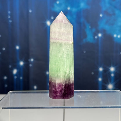 Rainbow fluorite point - 1 1/8" × 1" × 4" - 5 oz - watermelon fluorite