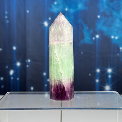 Rainbow fluorite point - 1 1/8" × 1" × 4" - 5 oz - watermelon fluorite
