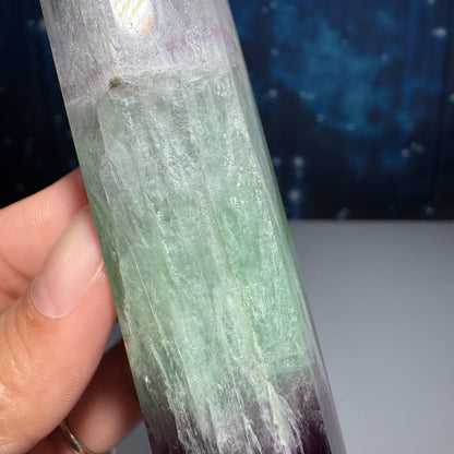 Rainbow fluorite point - 1 1/8" × 1" × 4" - 5 oz - watermelon fluorite