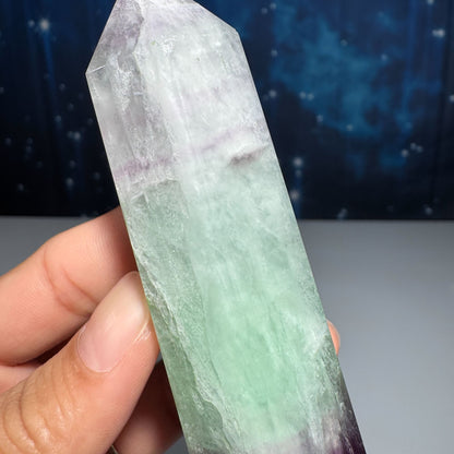 Rainbow fluorite point - 1 1/8" × 1" × 4" - 5 oz - watermelon fluorite