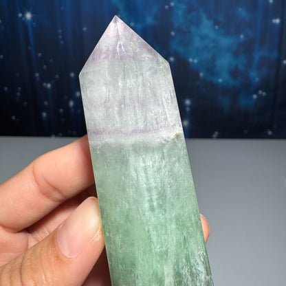 Rainbow fluorite point - 1 1/8" × 1" × 4" - 5 oz - watermelon fluorite