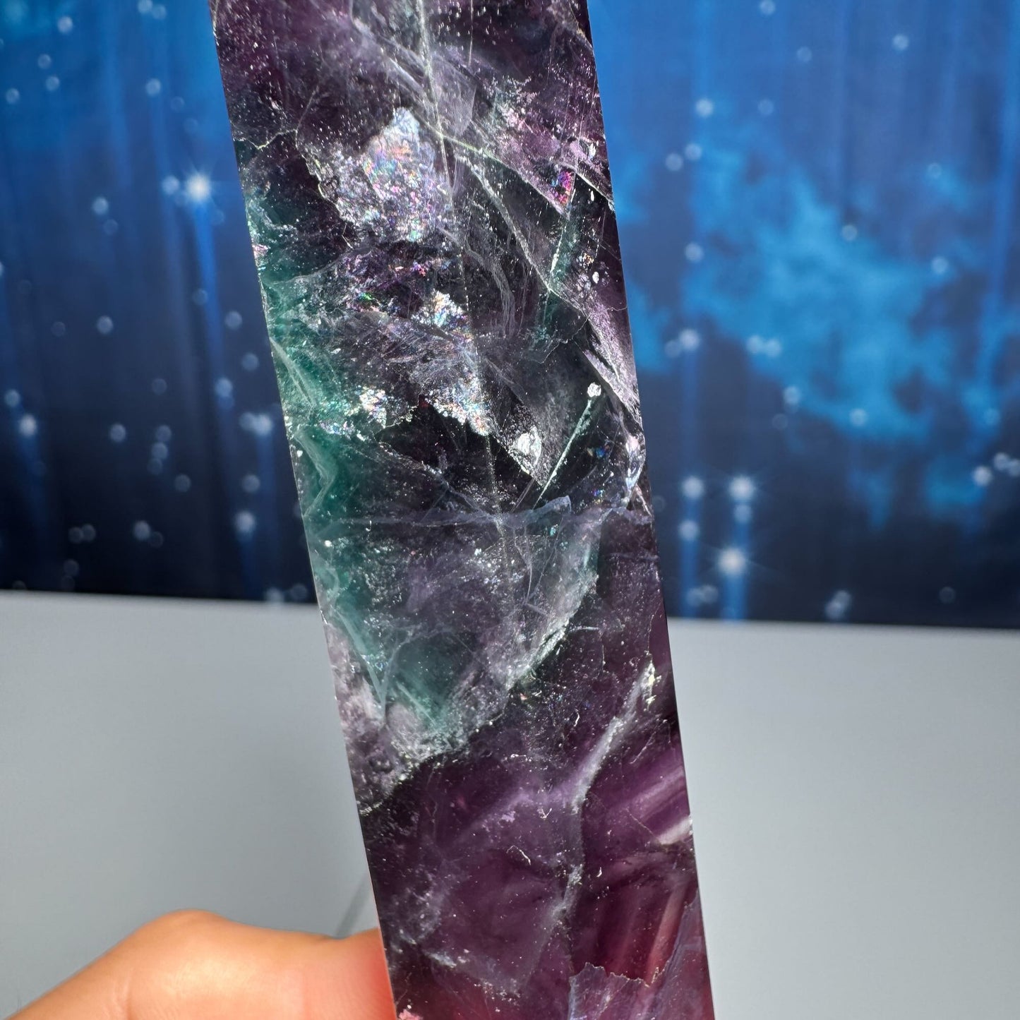 Rainbow Fluorite point