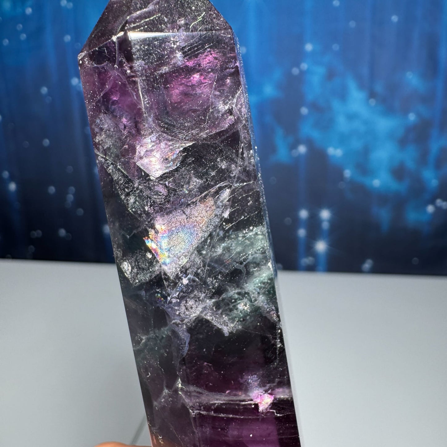 Rainbow Fluorite point