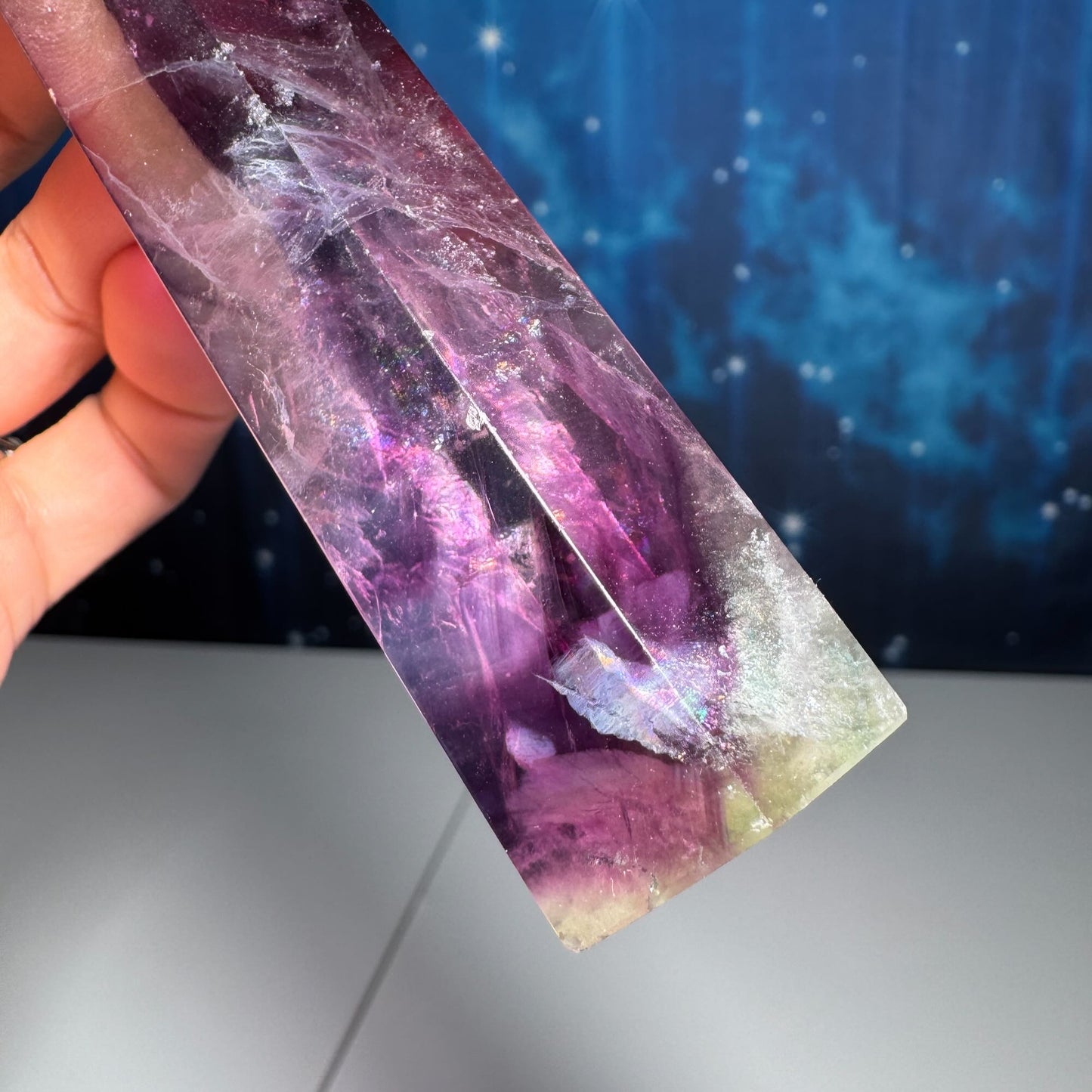 Rainbow Fluorite point