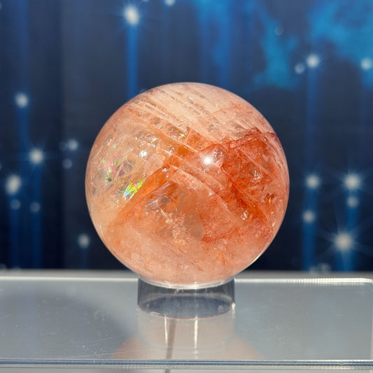 Fire Quartz sphere | Hematoid sphere | Rainbow filled