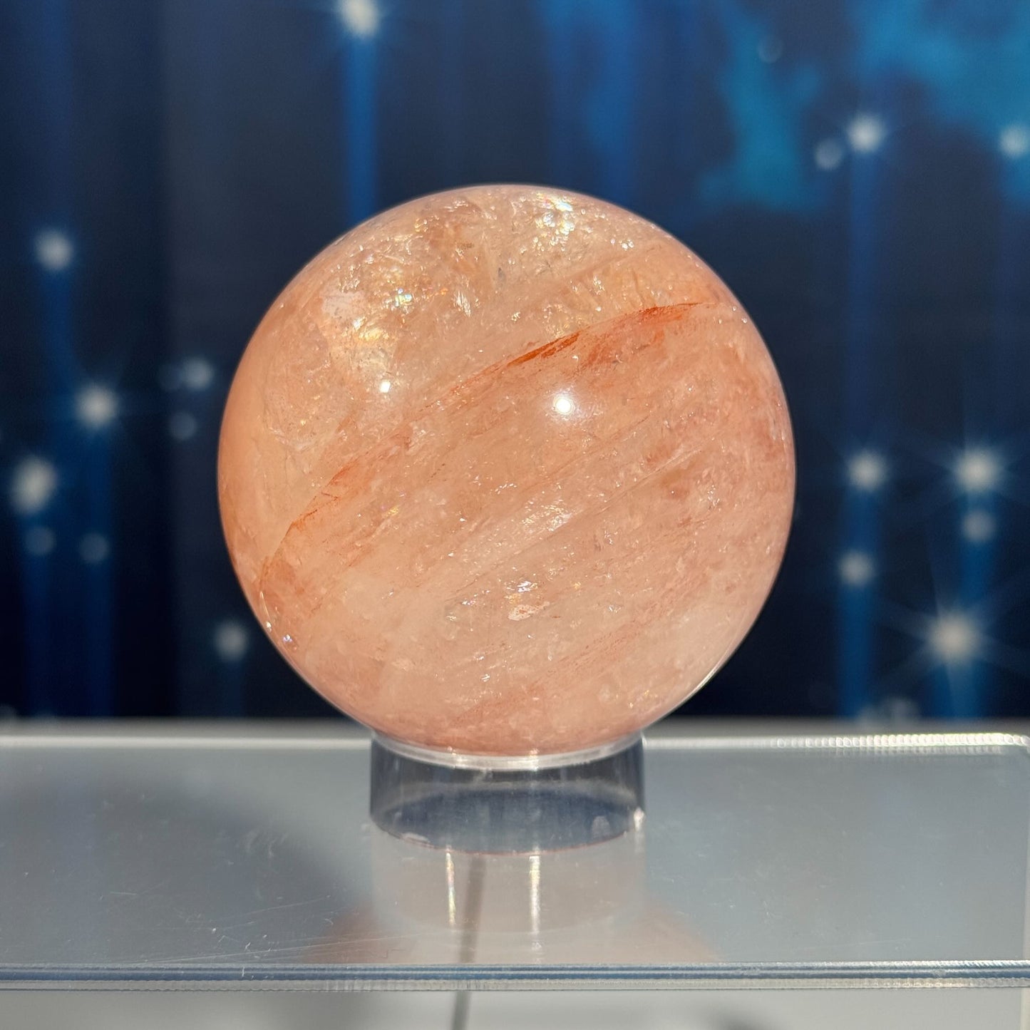 Fire Quartz sphere | Hematoid sphere | Rainbow filled