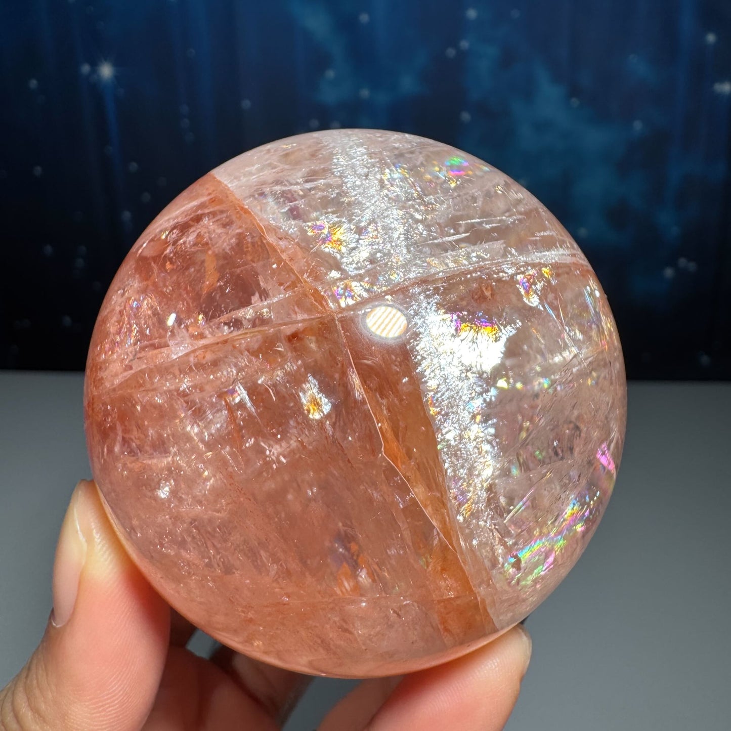 Fire Quartz sphere | Hematoid sphere | Rainbow filled