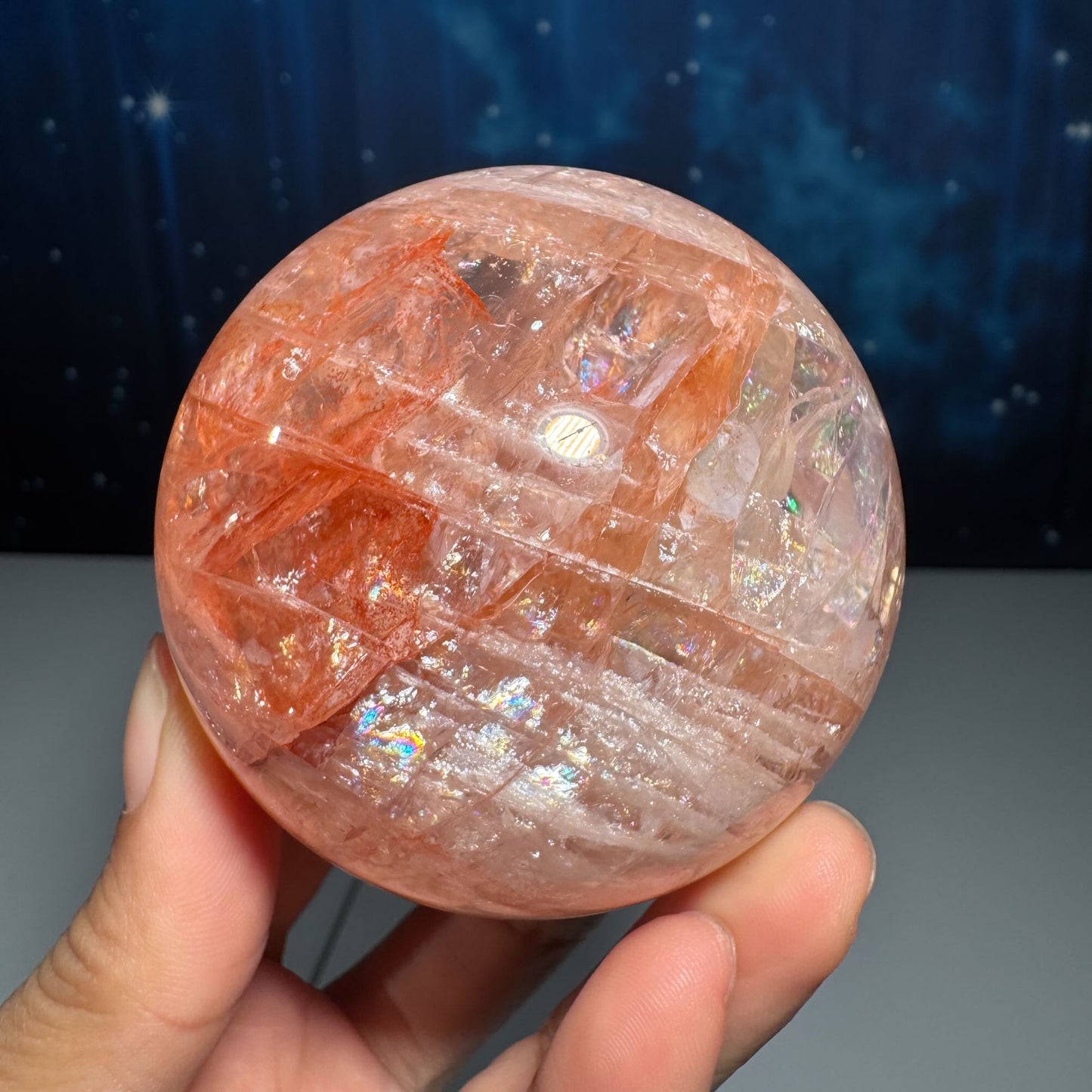 Fire Quartz sphere | Hematoid sphere | Rainbow filled
