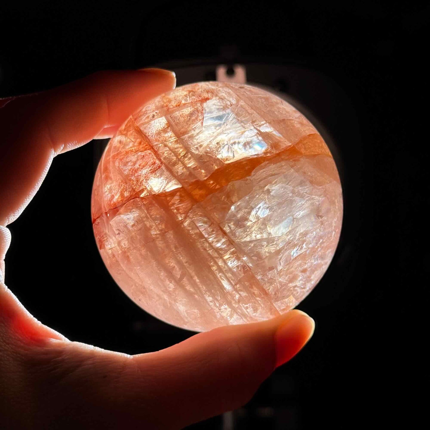 Fire Quartz sphere | Hematoid sphere | Rainbow filled