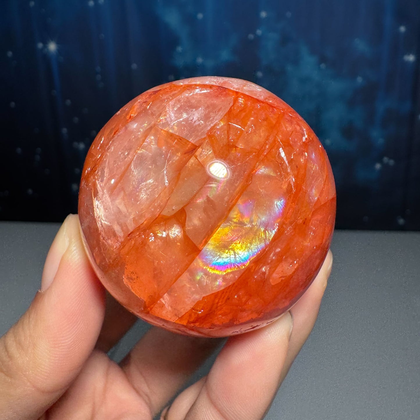 Fire Quartz egg | Hematoid egg | rainbow filled