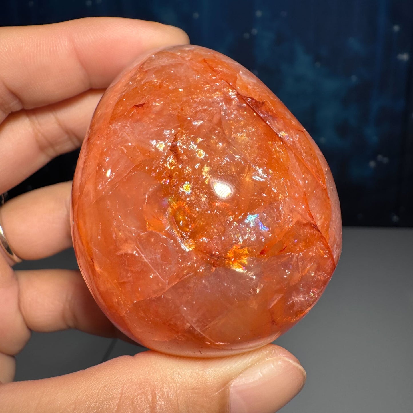 Fire Quartz egg | Hematoid egg | rainbow filled