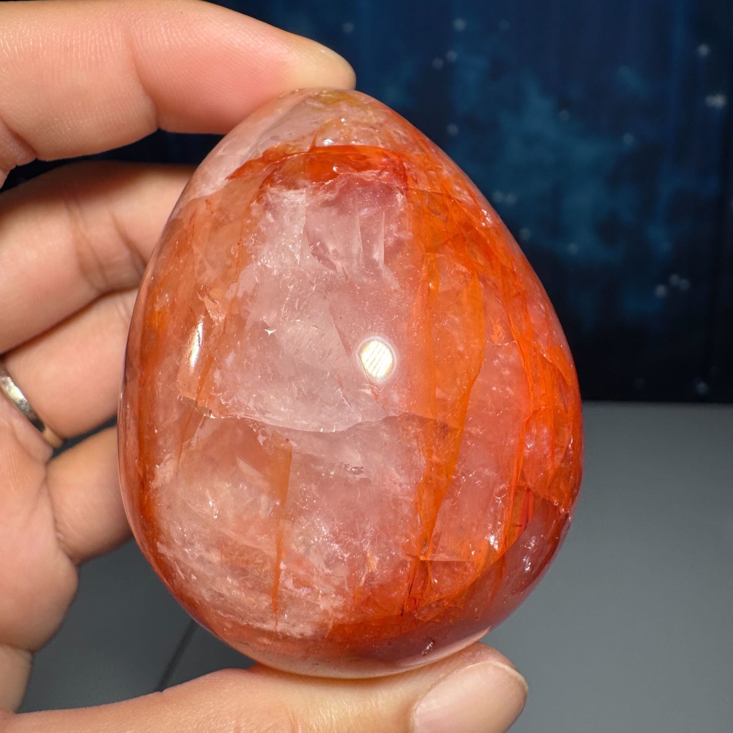 Fire Quartz egg | Hematoid egg | rainbow filled