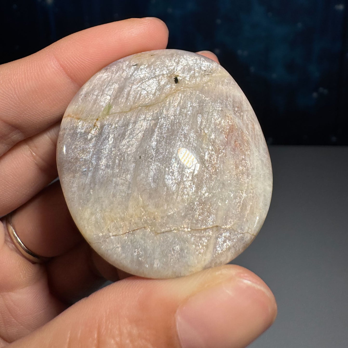 Belomorite palm stone | Russian Moonstone