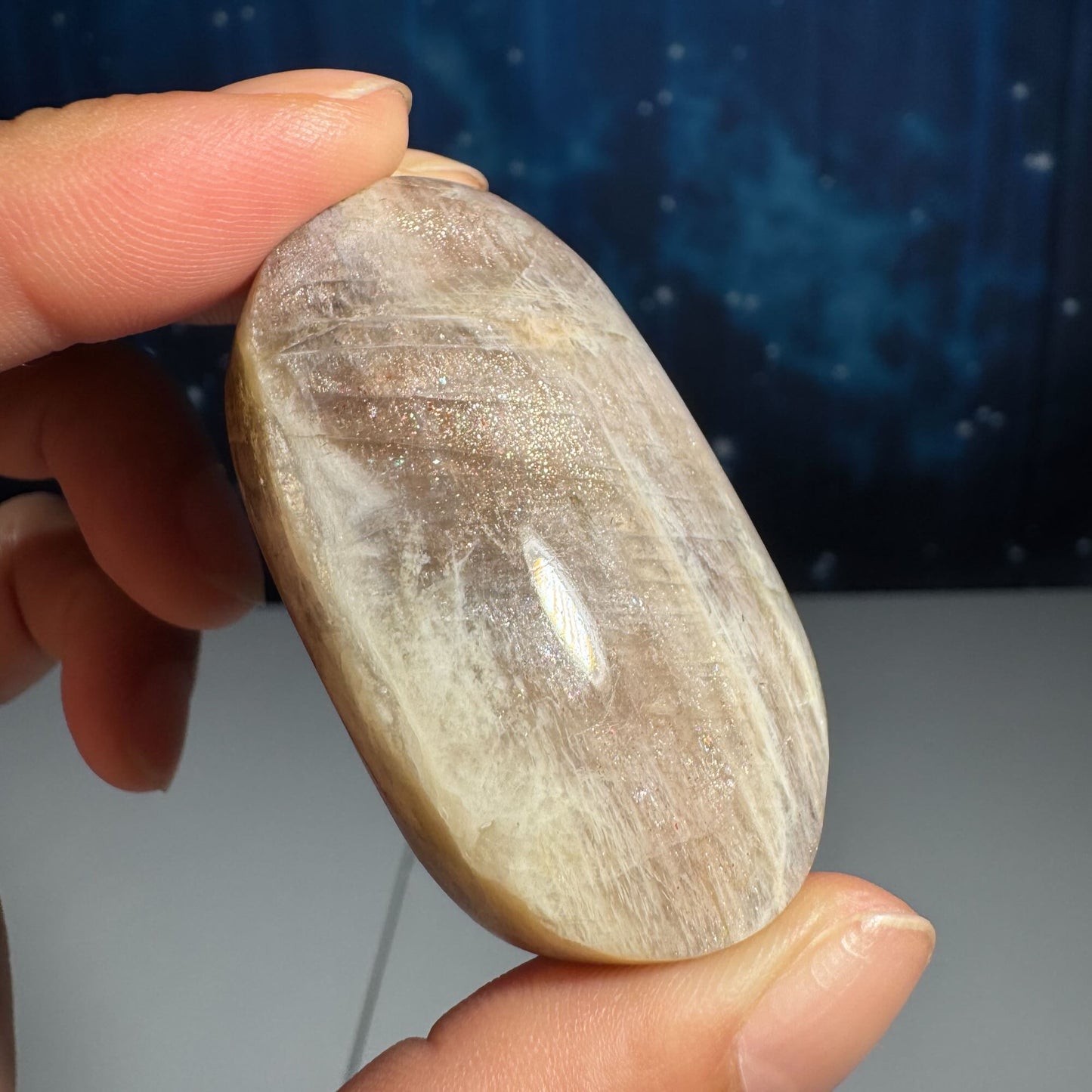 Belomorite palm stone | Russian Moonstone