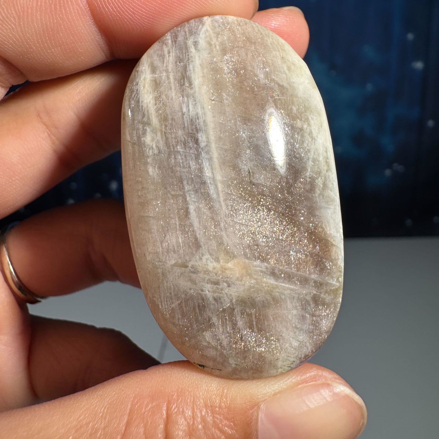 Belomorite palm stone | Russian Moonstone