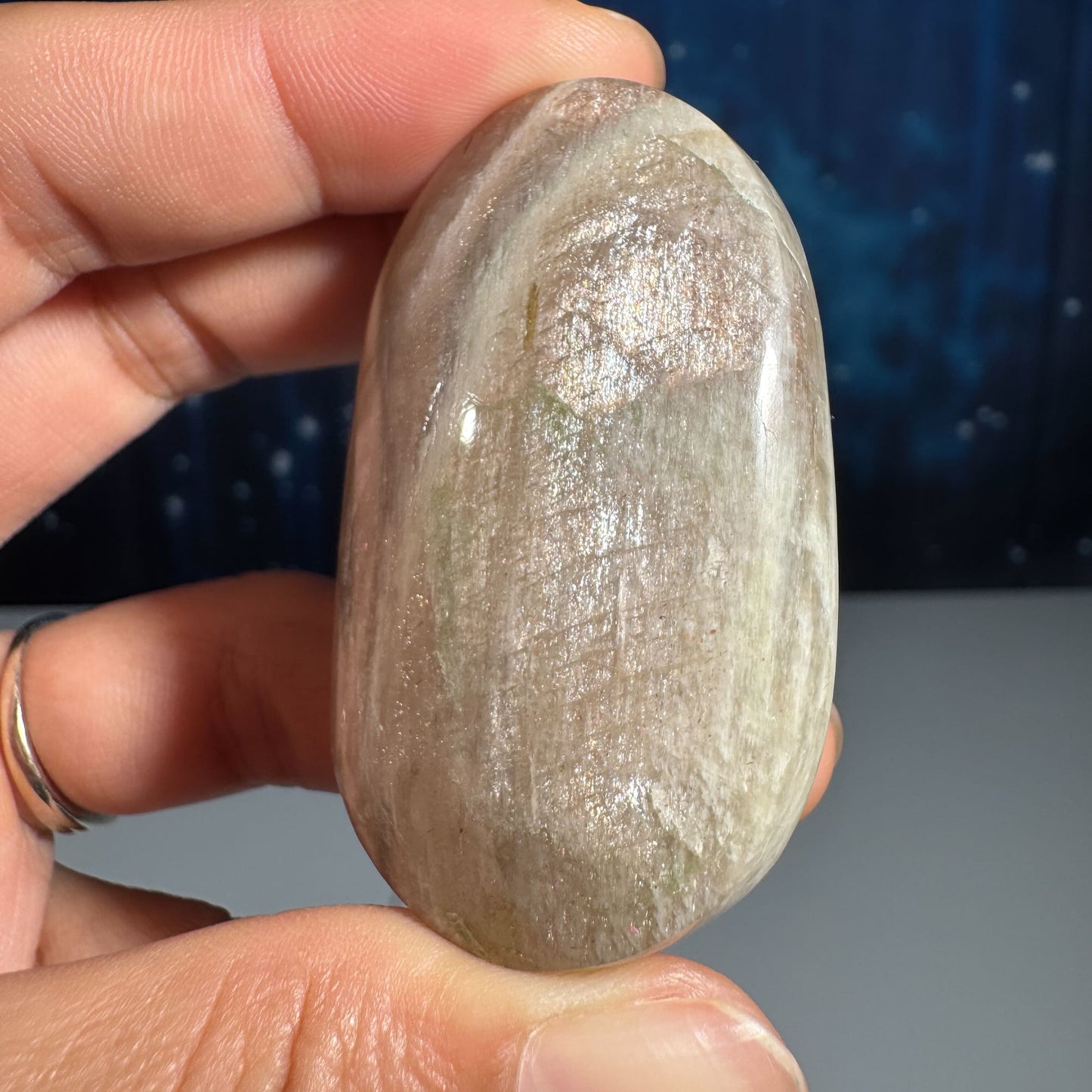 Belomorite palm stone | Russian Moonstone
