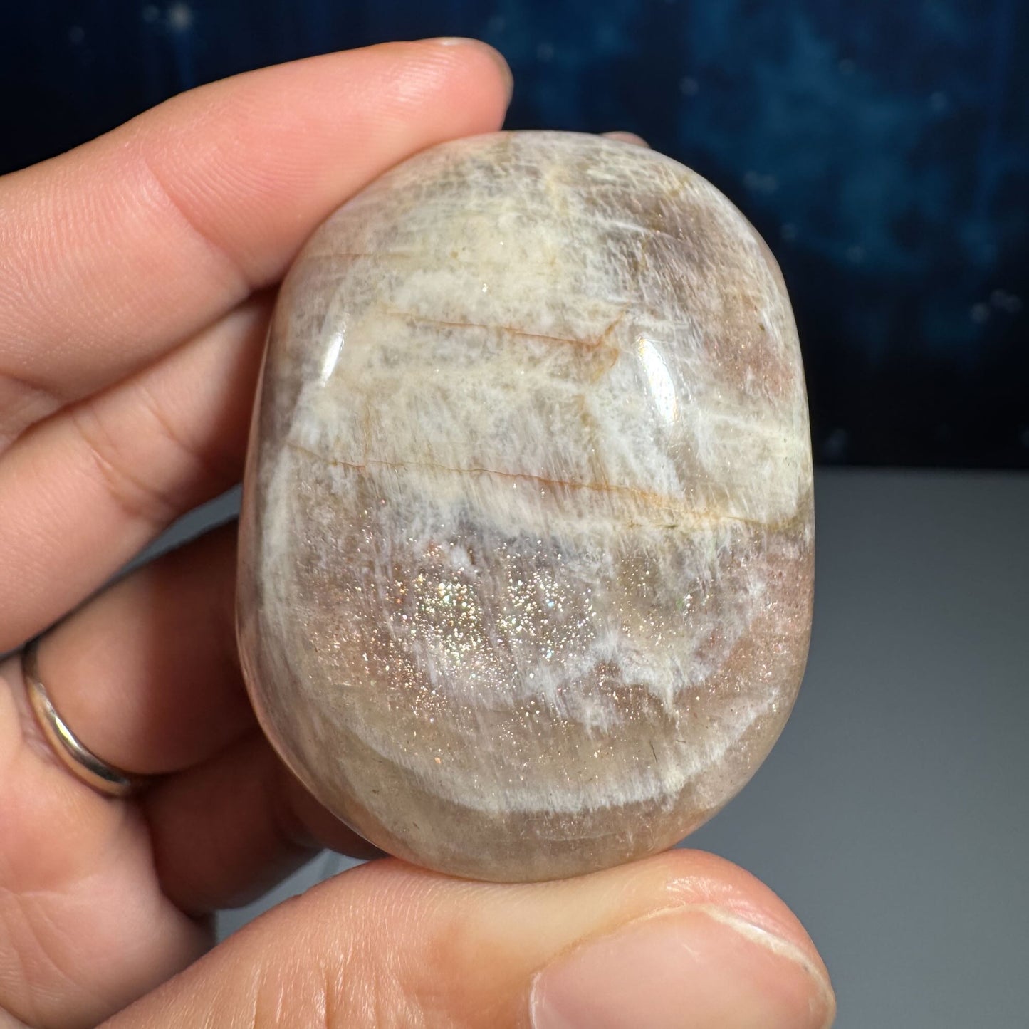 Belomorite palm stone | Russian Moonstone