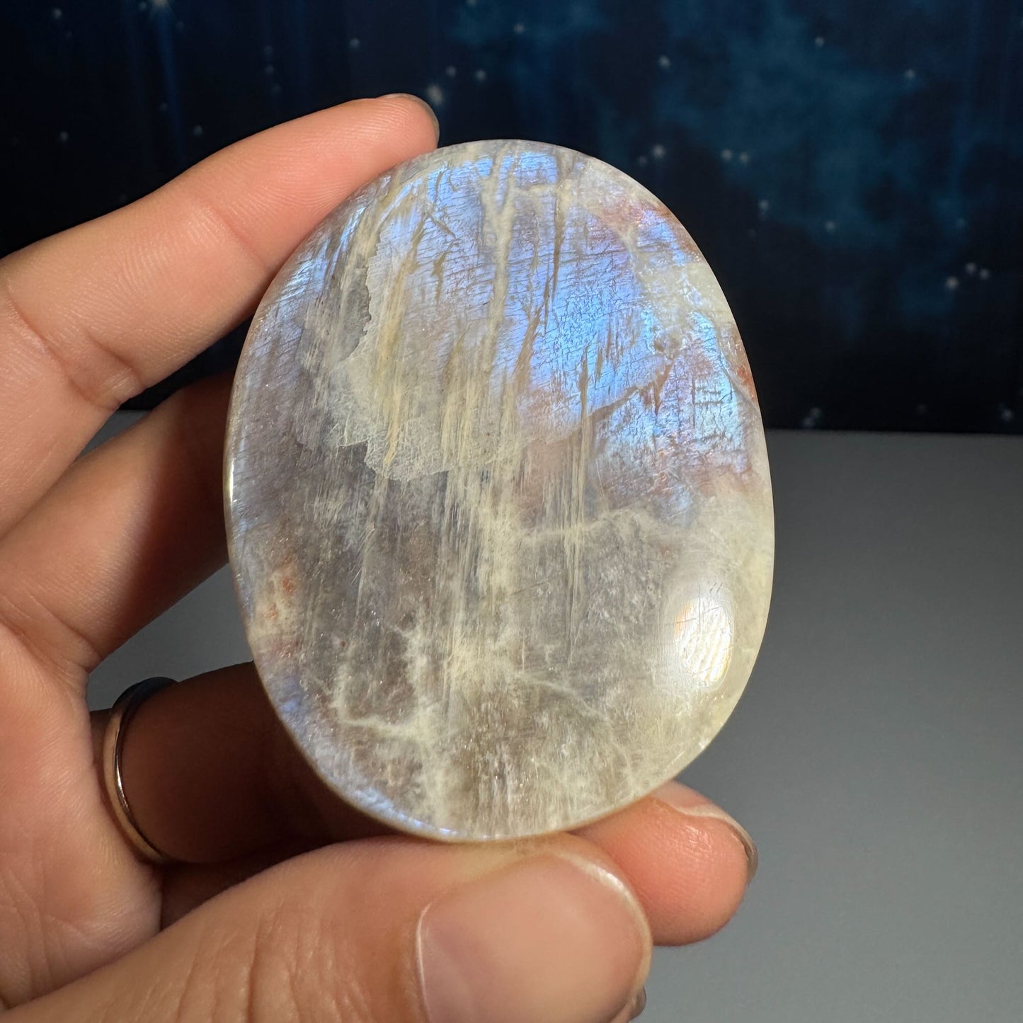 Belomorite palm stone | Russian Moonstone