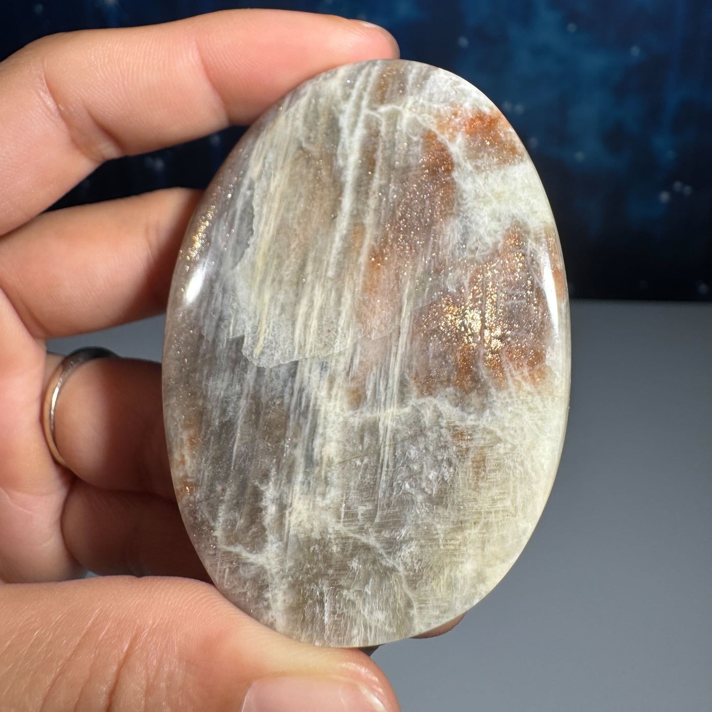 Belomorite palm stone | Russian Moonstone