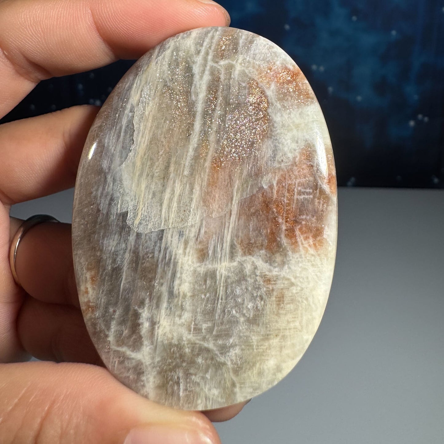 Belomorite palm stone | Russian Moonstone
