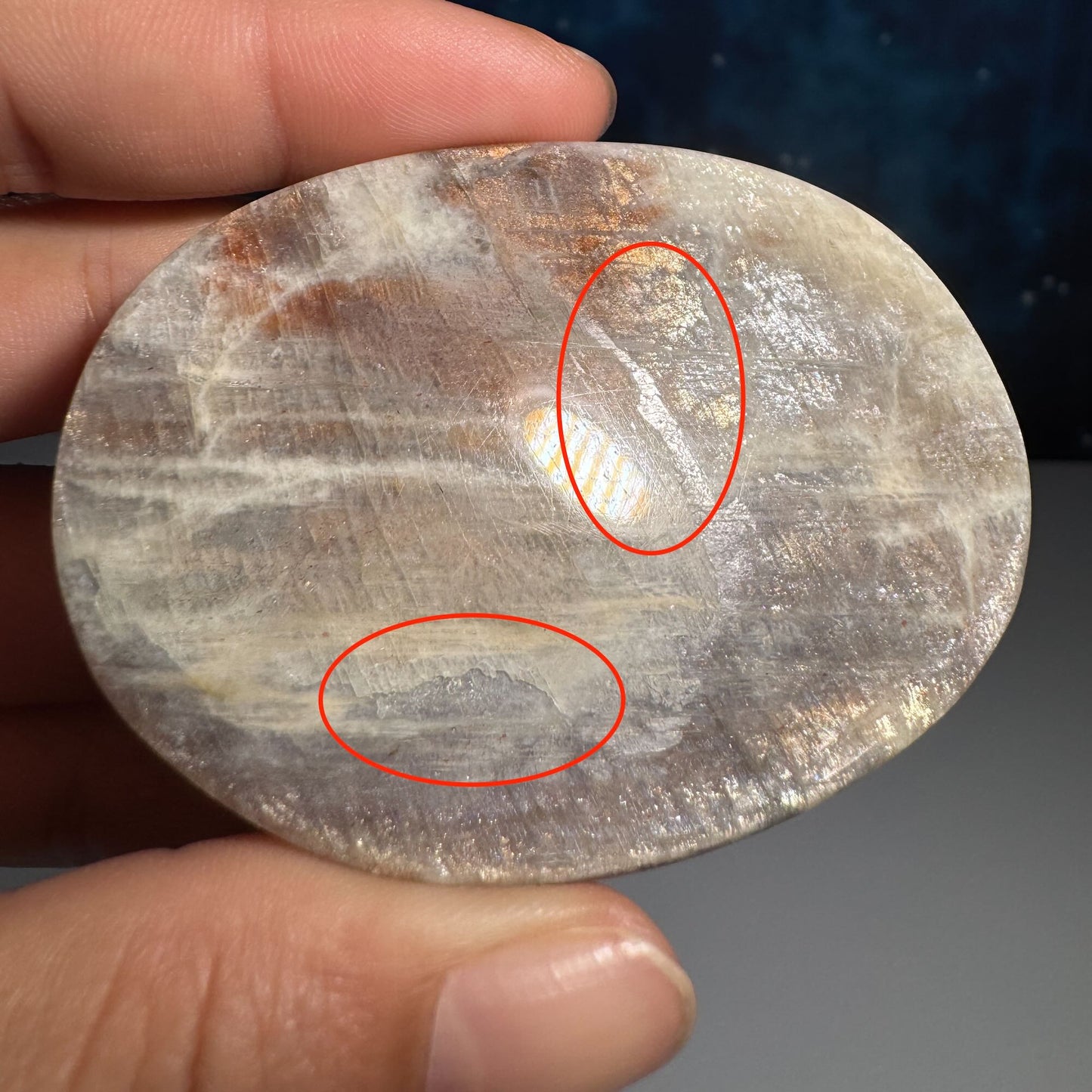 Belomorite palm stone | Russian Moonstone