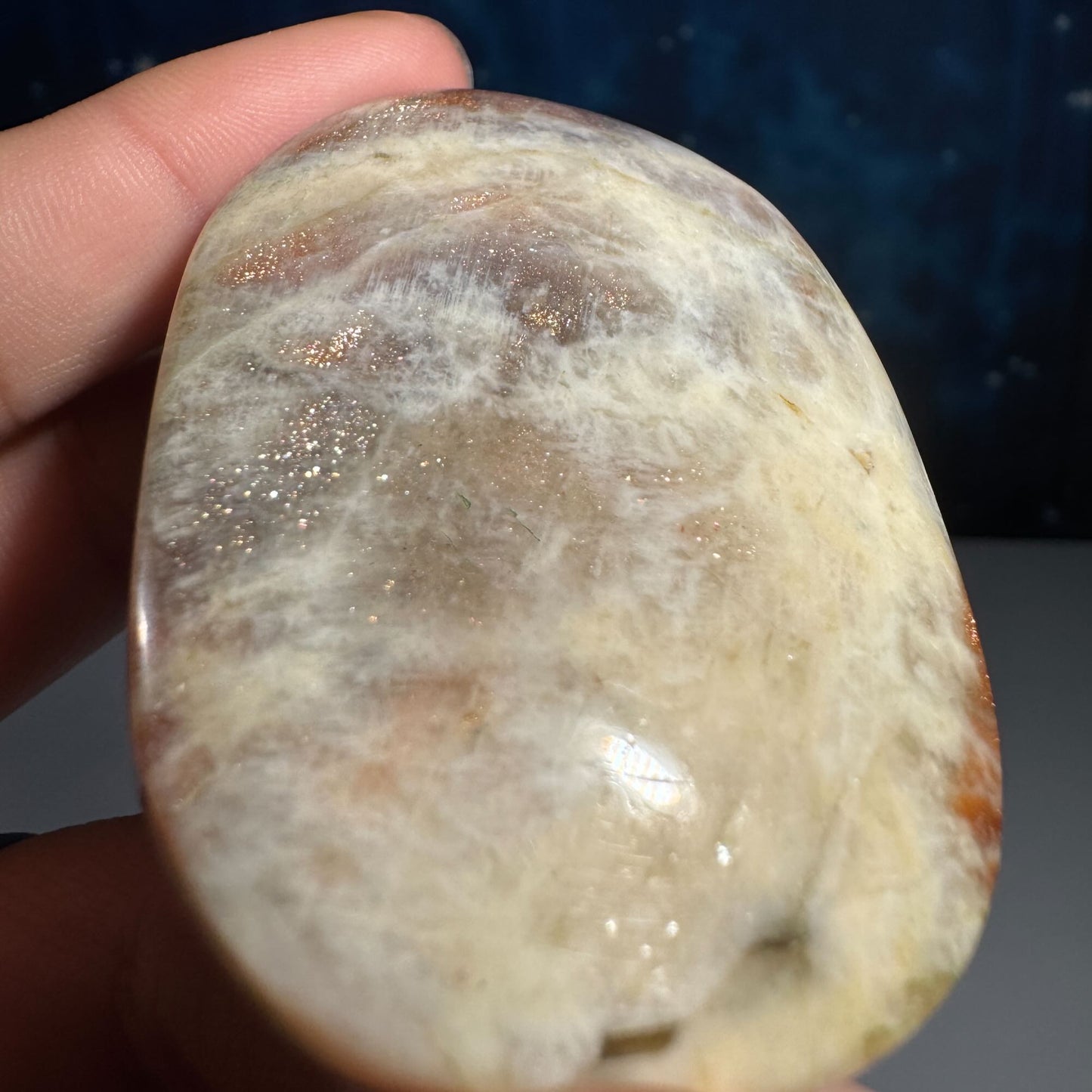 Belomorite palm stone | Russian Moonstone