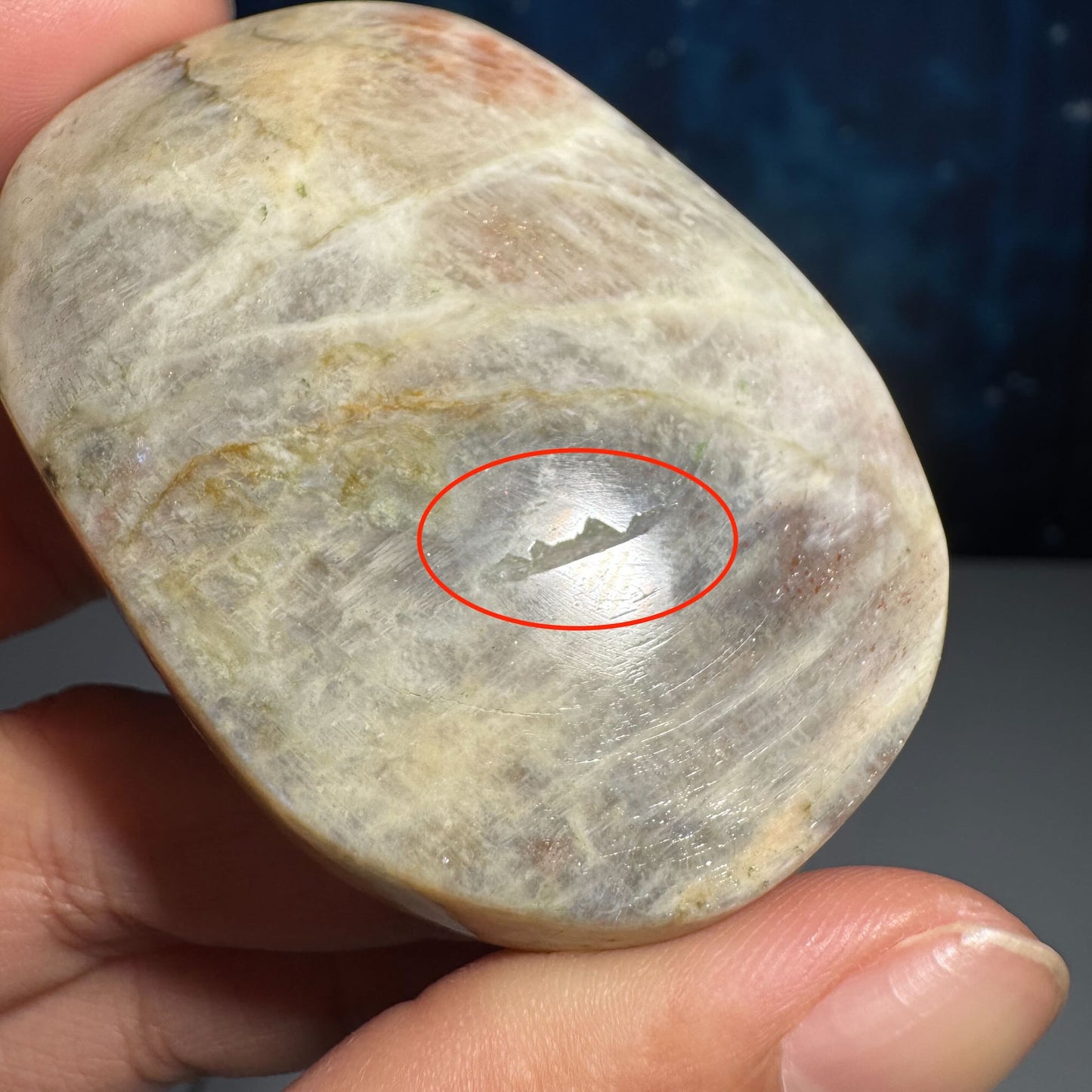 Belomorite palm stone | Russian Moonstone