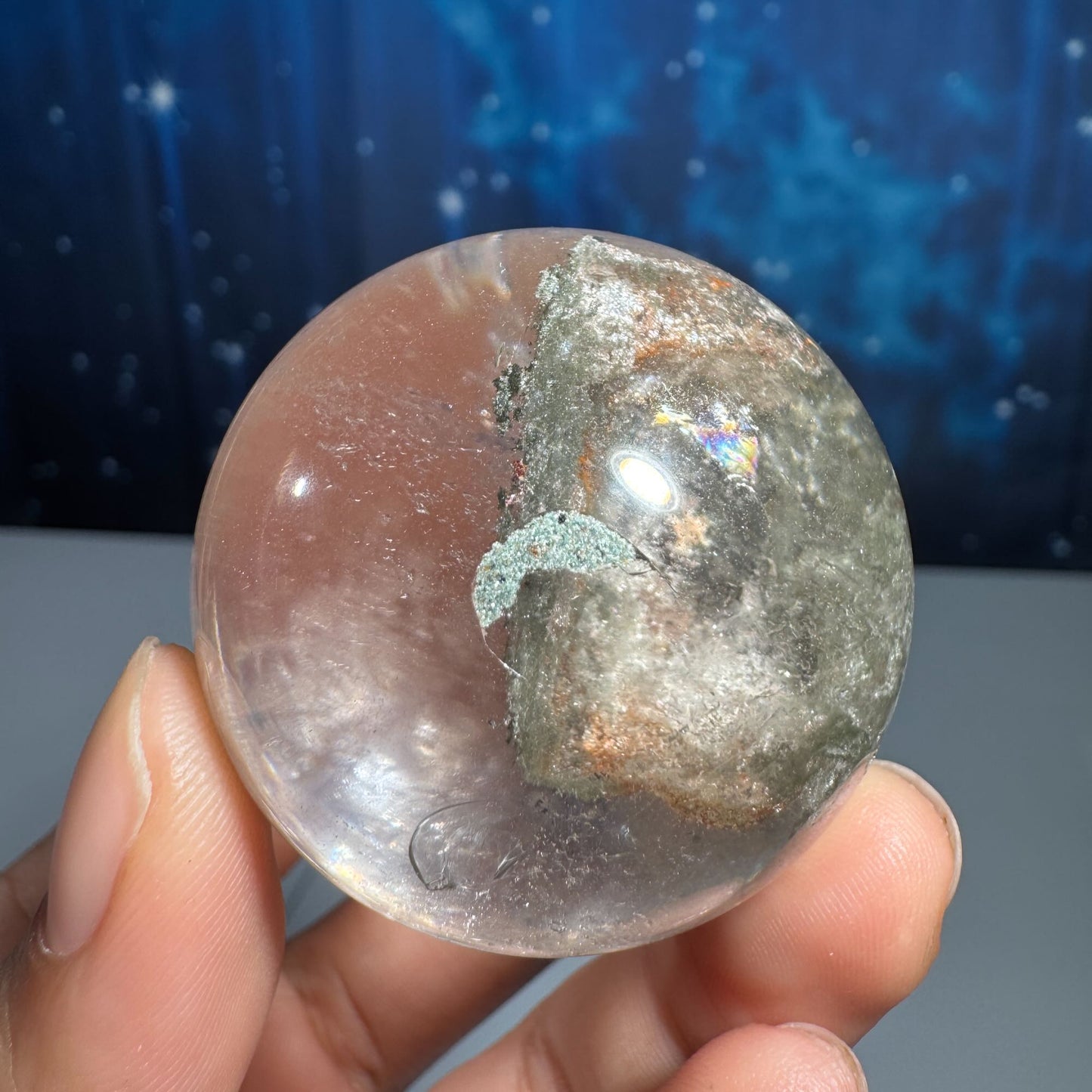 Lodolite sphere–small | Garden Quartz