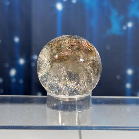 Lodolite sphere–small | Garden Quartz | lots of rainbows