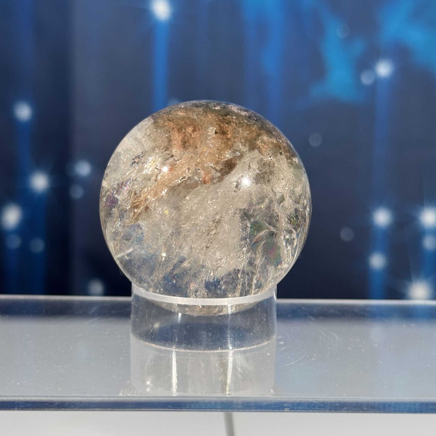 Lodolite sphere–small | Garden Quartz | lots of rainbows