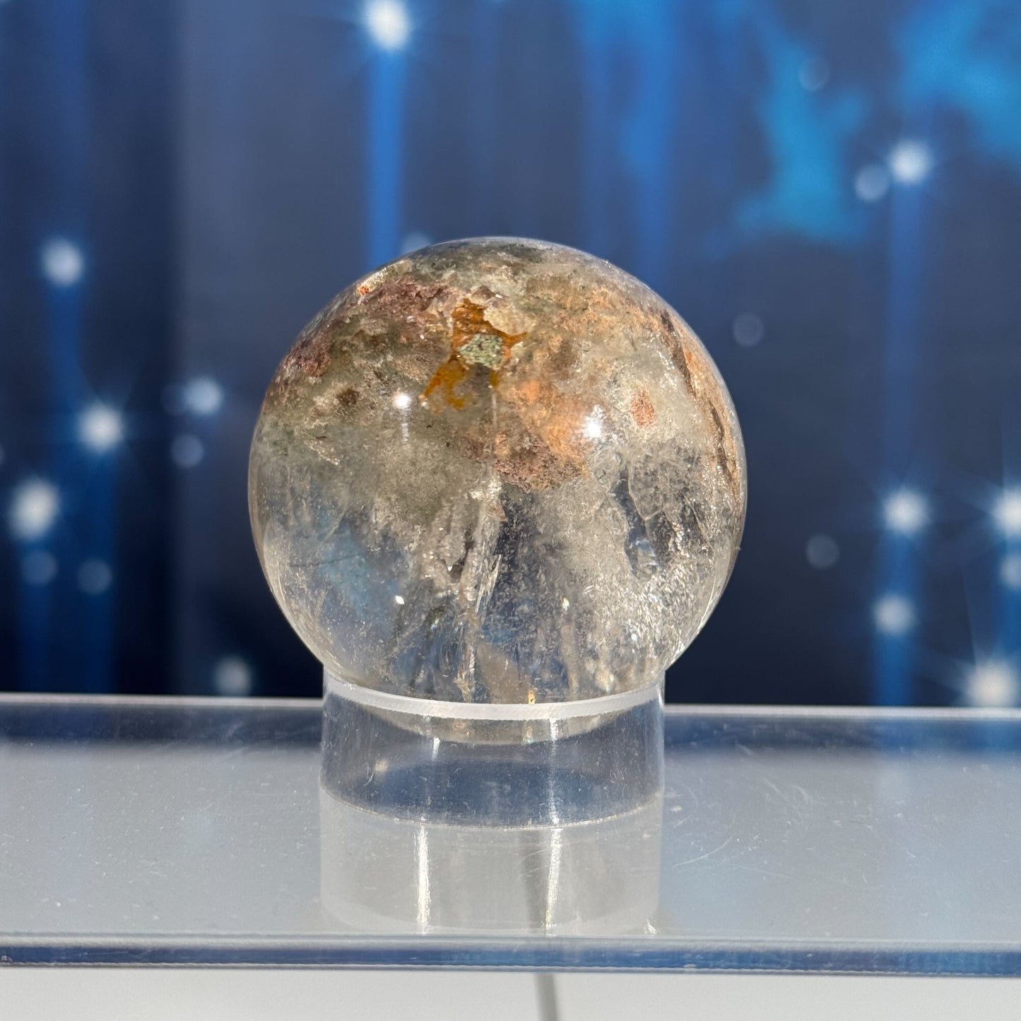 Lodolite sphere–small | Garden Quartz | lots of rainbows