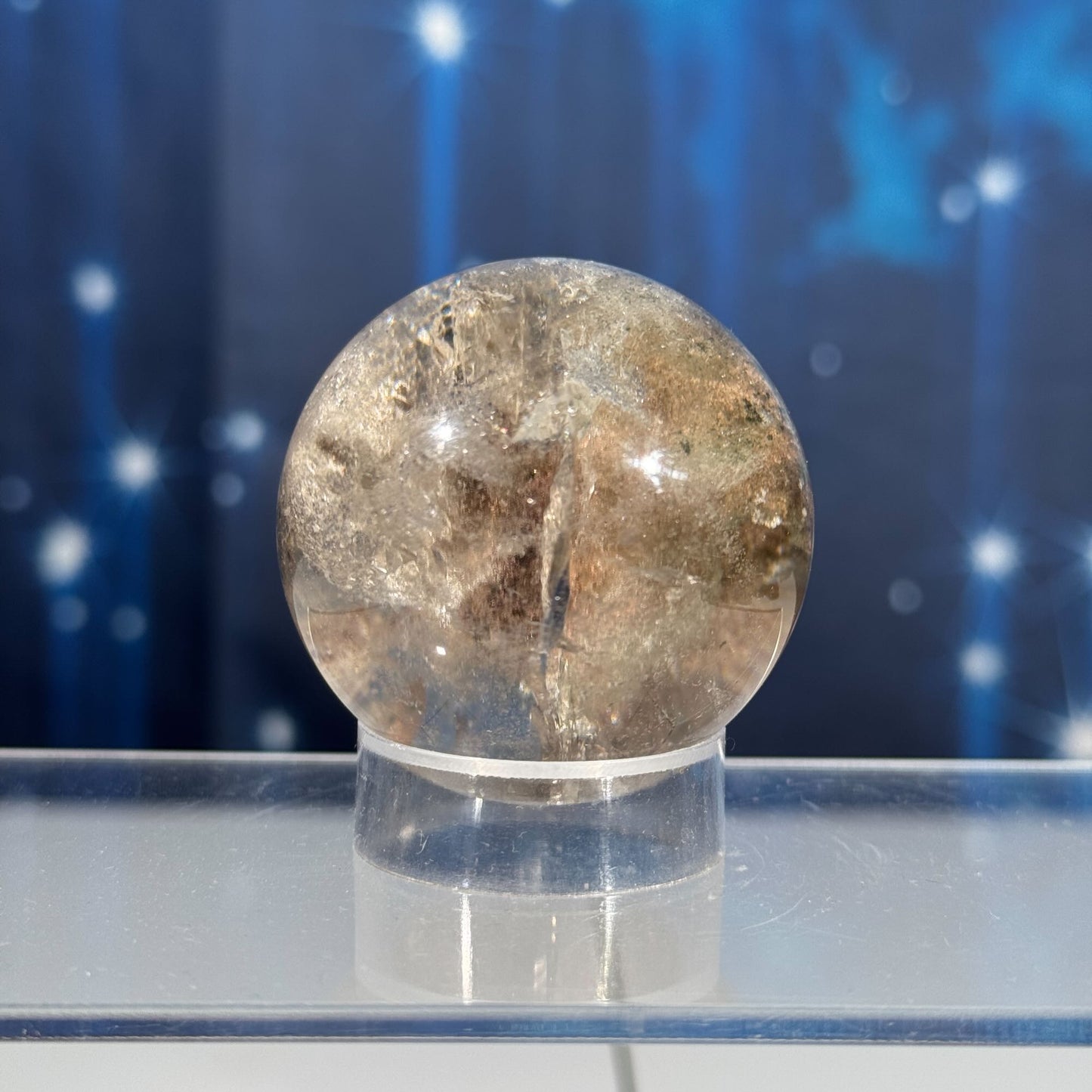 Lodolite sphere–small | Garden Quartz | lots of rainbows