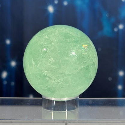 Green fluorite sphere - 65mm - 1 lb 0.3 oz - Baja blast color