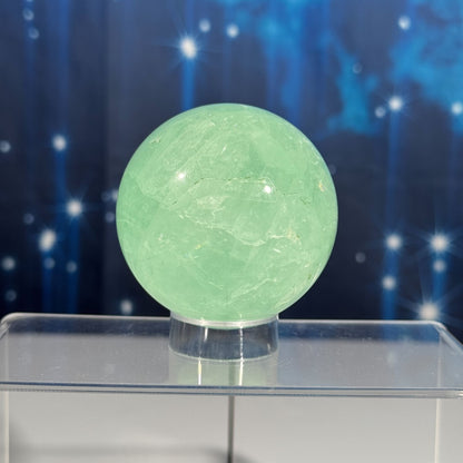 Green fluorite sphere - 65mm - 1 lb 0.3 oz - Baja blast color
