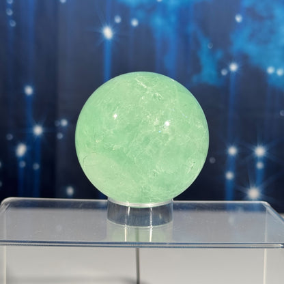 Green fluorite sphere - 65mm - 1 lb 0.3 oz - Baja blast color