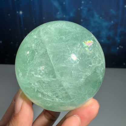 Green fluorite sphere - 65mm - 1 lb 0.3 oz - Baja blast color