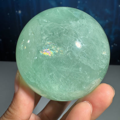 Green fluorite sphere - 65mm - 1 lb 0.3 oz - Baja blast color