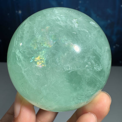 Green fluorite sphere - 65mm - 1 lb 0.3 oz - Baja blast color