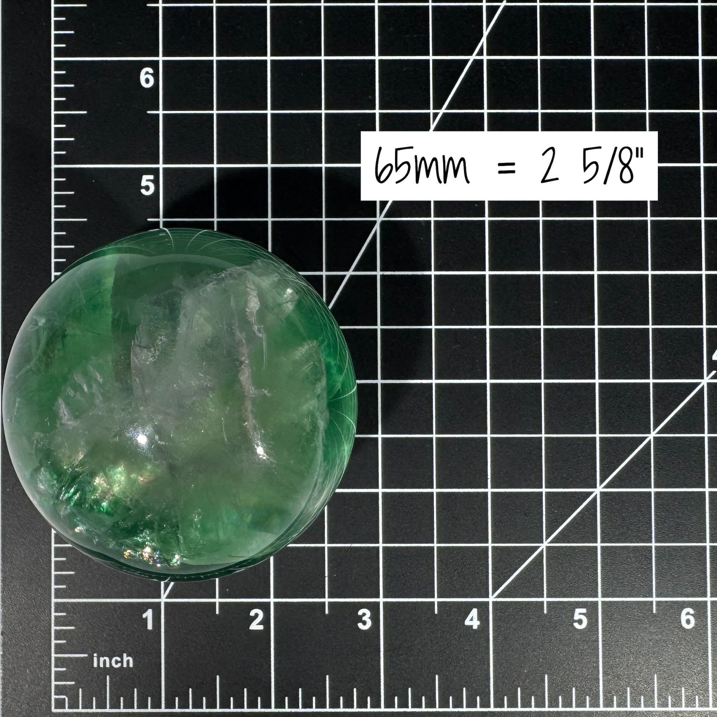 Green Fluorite sphere | lots of rainbows