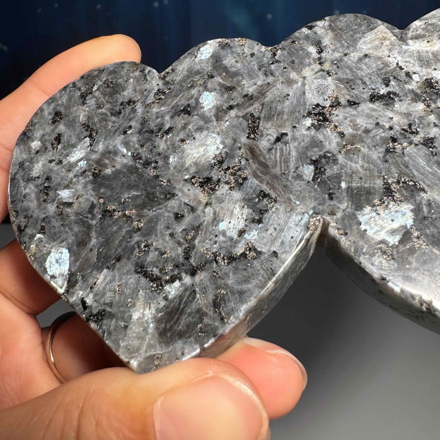 Larvikite double heart