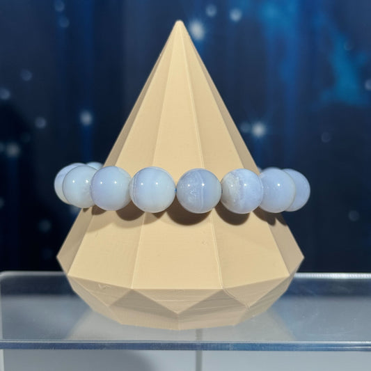 One (1) Blue Lace Agate bracelet | stretchy | 12mm beads