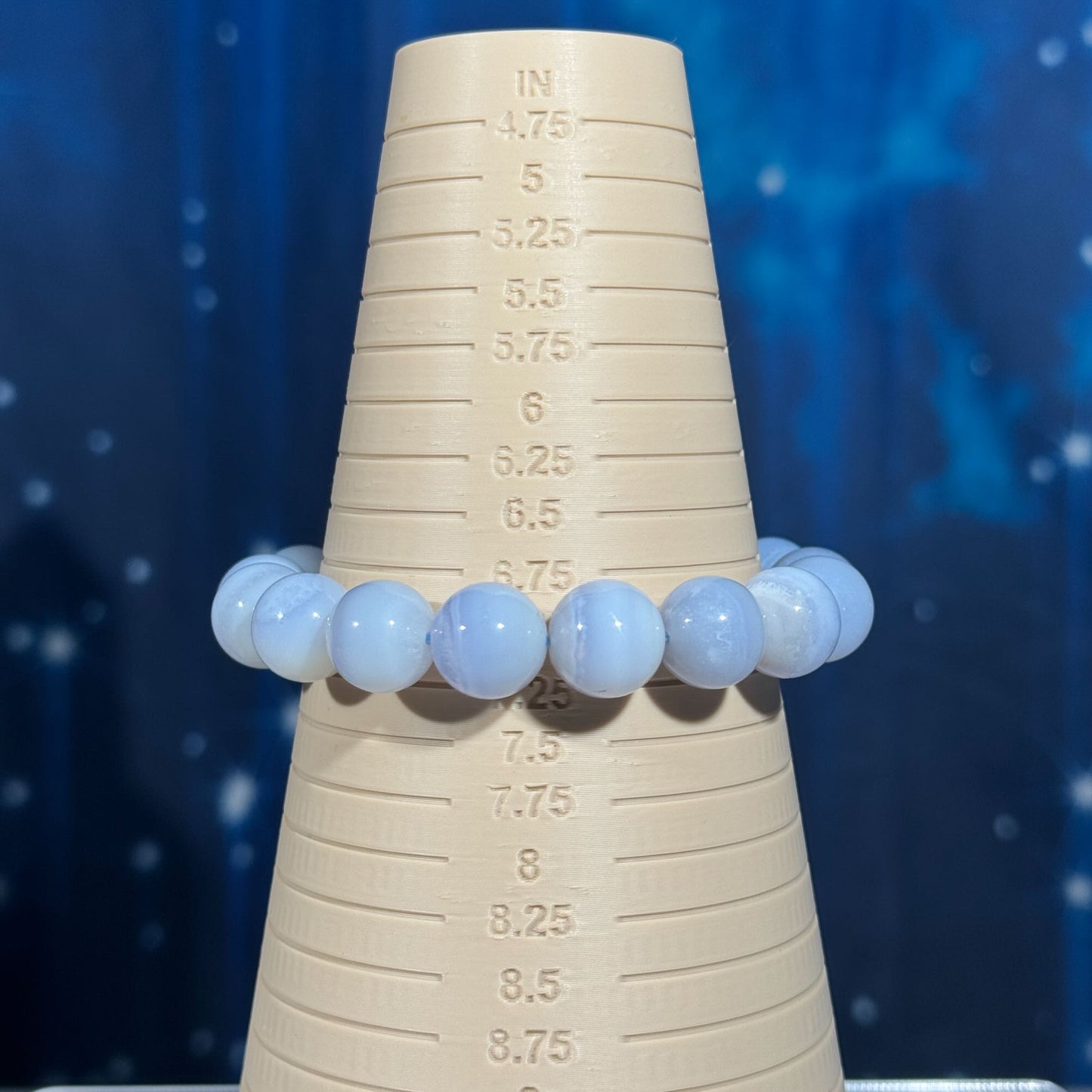 One (1) Blue Lace Agate bracelet | stretchy | 12mm beads