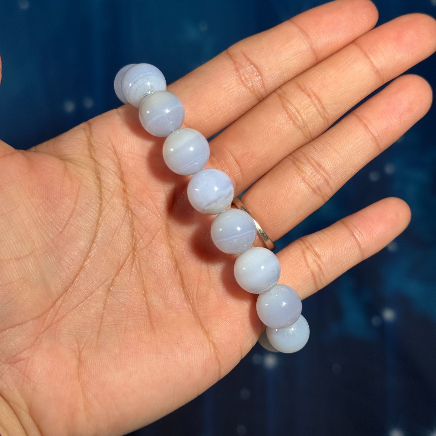 One (1) Blue Lace Agate bracelet | stretchy | 12mm beads
