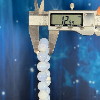 One (1) Blue lace agate bracelet - 12mm beads - fits 6.75" wrist
