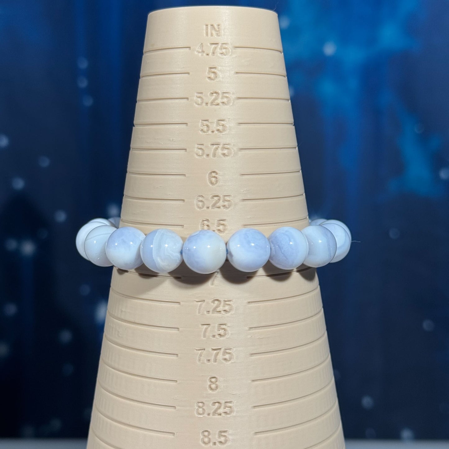 One (1) Blue Lace Agate bracelet | stretchy | 10mm beads