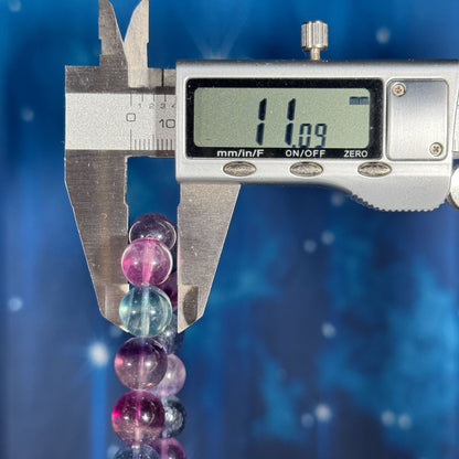 One (1) Rainbow fluorite bracelet - 11mm beads - fits 6.75" wrist - candy fluorite