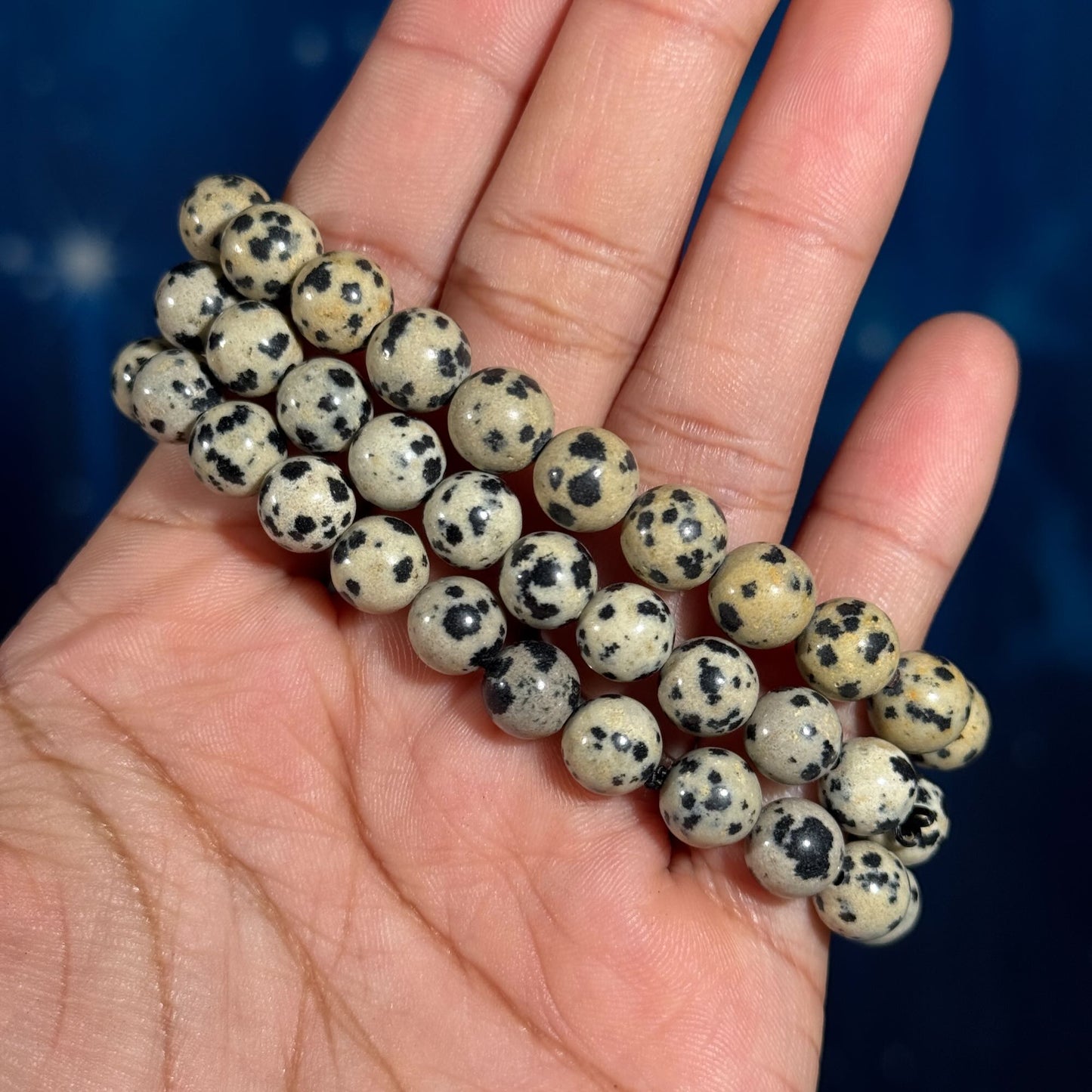 One (1) Dalmatian Stone bracelet | stretchy | 8mm beads
