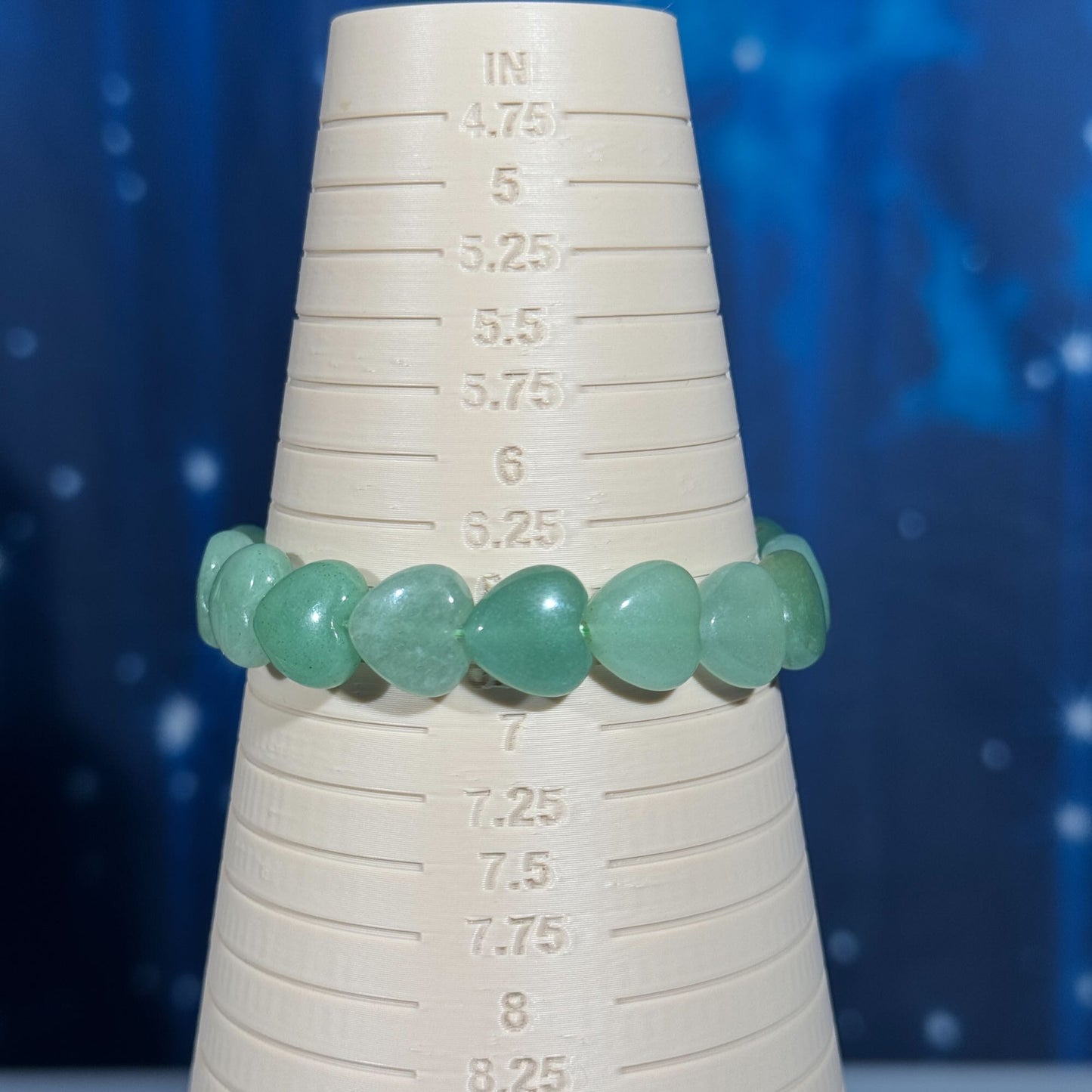 One (1) Green Aventurine heart bracelet | stretchy | 12mm bead length