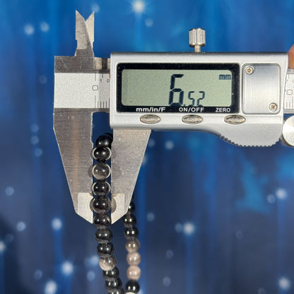 One (1) flashy Silver Sheen Obsidian bracelet - 6mm beads - fits 6.5" wrist